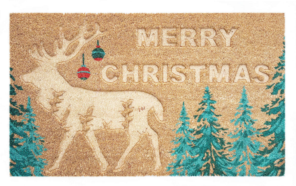 LÁBTÖRLŐ  - piros/erdőzöld, Basics, műanyag/természetes anyagok (75/45/0,15cm) - X-Mas