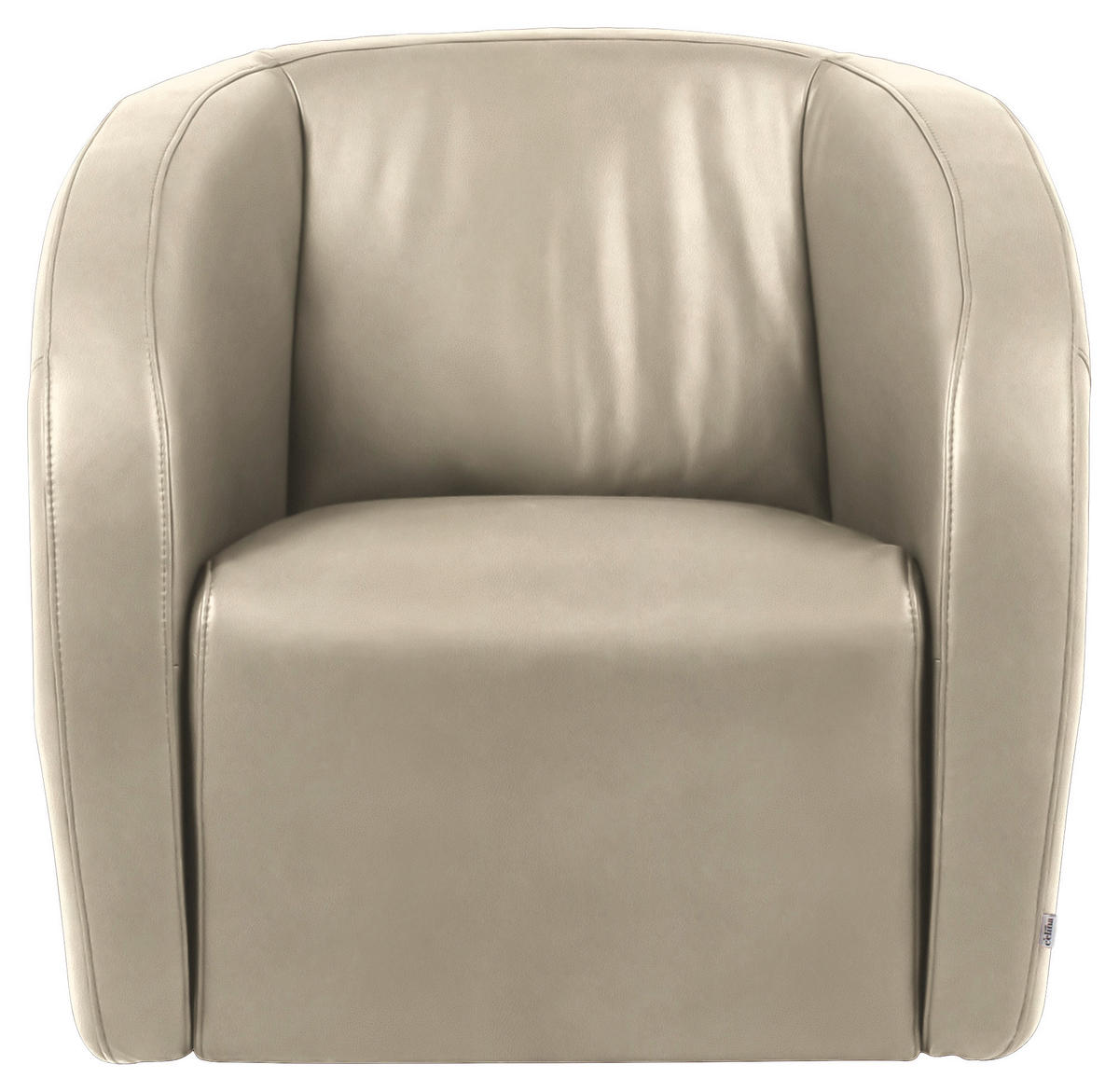 SESSEL in Echtleder Ecru  - Ecru/Schwarz, Design, Leder/Kunststoff (80/78/82cm) - Celina