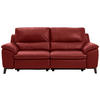 2,5-SITZER mit Relaxfunktion in Kombination Echtleder/Lederlook Rot  - Wengefarben/Rot, Design, Leder/Holz (216/97/95-151cm) - Livetastic
