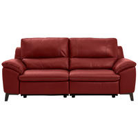 2,5-SITZER mit Relaxfunktion in Kombination Echtleder/Lederlook Rot  - Wengefarben/Rot, Design, Leder/Holz (216/97/95-151cm) - Livetastic