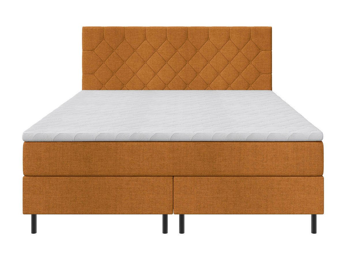 BOXSPRINGBETT 200/200 cm,  in Orange, Matratze, Topper, H2 + H2 = mittel  - Schwarz/Orange, KONVENTIONELL, Textil/Metall (200/200cm) - Chameo