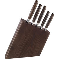 MESSERBLOCK 6-teilig  - Edelstahlfarben/Eschefarben, Basics, Holz/Metall - Homeware Profession.