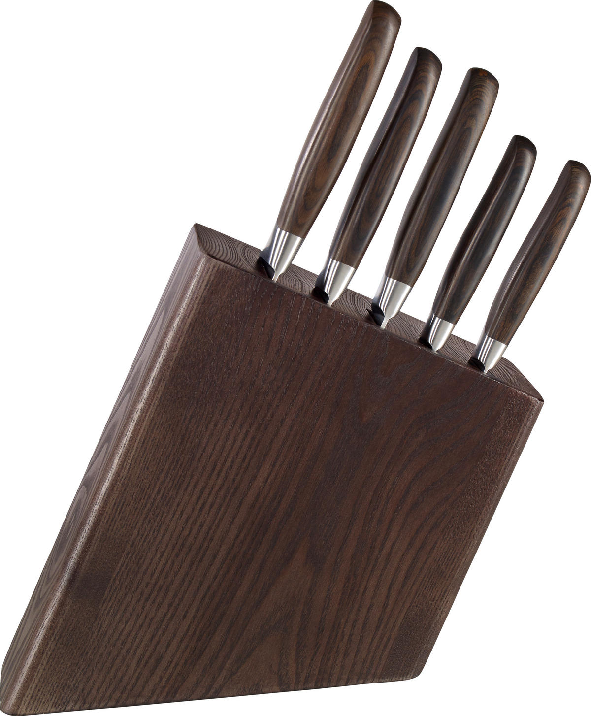 MESSERBLOCK 6-teilig  - Edelstahlfarben/Eschefarben, Basics, Holz/Metall - Homeware Profession.