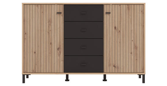 SIDEBOARD in 138/90/40 cm - Schwarz/Eiche Artisan, Basics, Holzwerkstoff/Kunststoff (138/90/40cm) - Carryhome