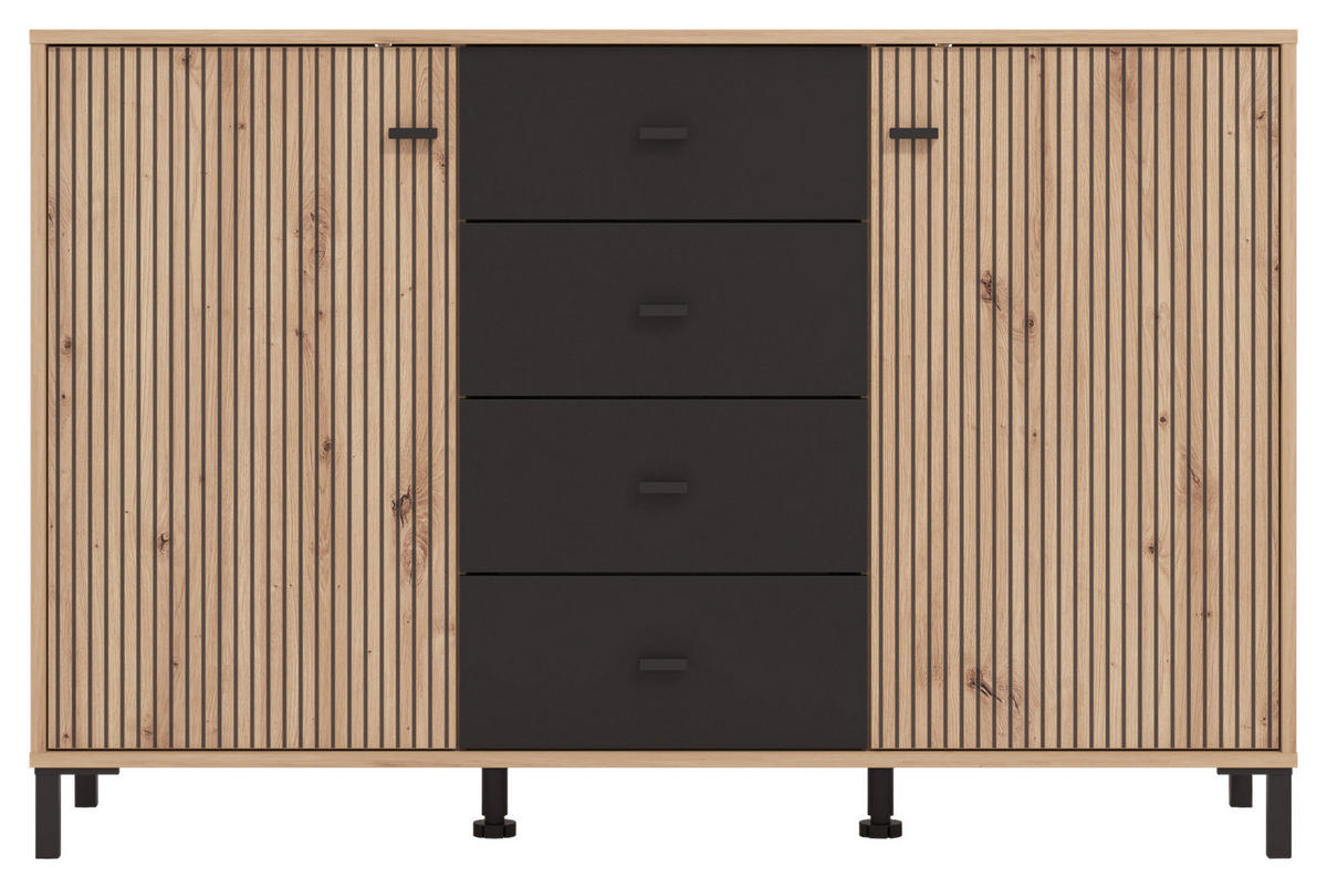 SIDEBOARD  in 138/90/40 cm  - Schwarz/Eiche Artisan, Basics, Holzwerkstoff/Kunststoff (138/90/40cm) - Carryhome