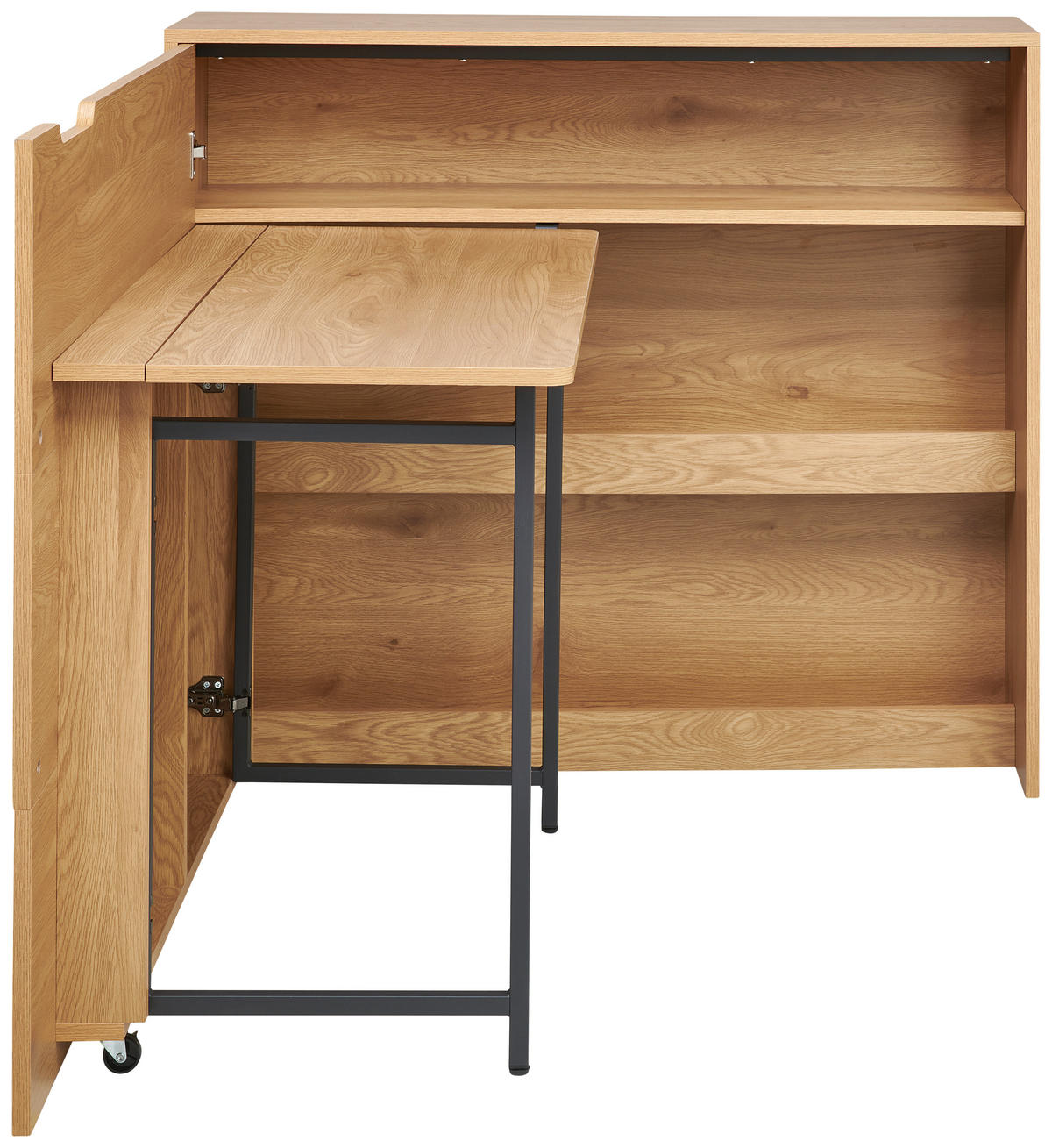 SCHREIBTISCH  Schwarz, Eichefarben  - Eichefarben/Schwarz, MODERN, Holzwerkstoff/Metall (115/100/30cm) - MID.YOU