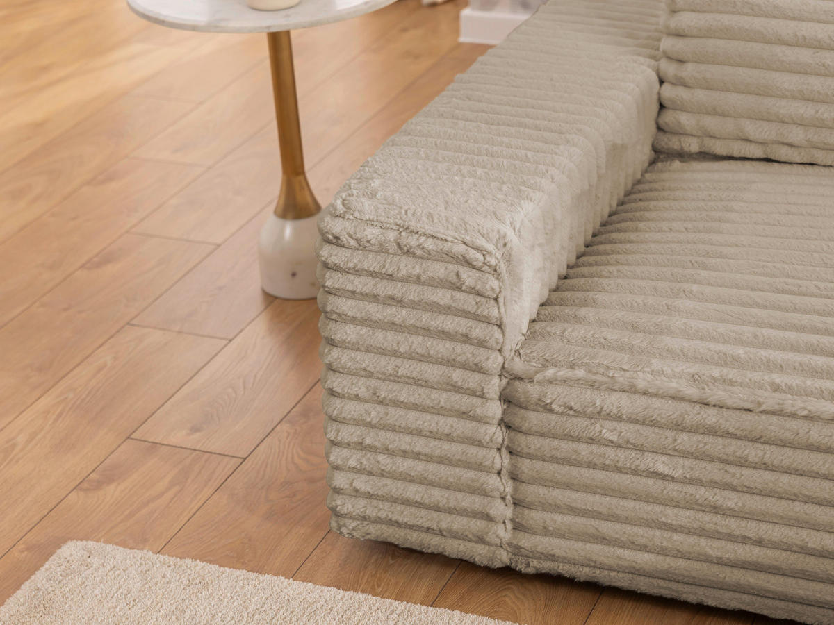 ECKSOFA Curduroy in Cord Hellbraun Rückenkissen  251/142 cm  - Hellbraun/Schwarz, Design, Kunststoff/Textil (251/142cm) - P & B