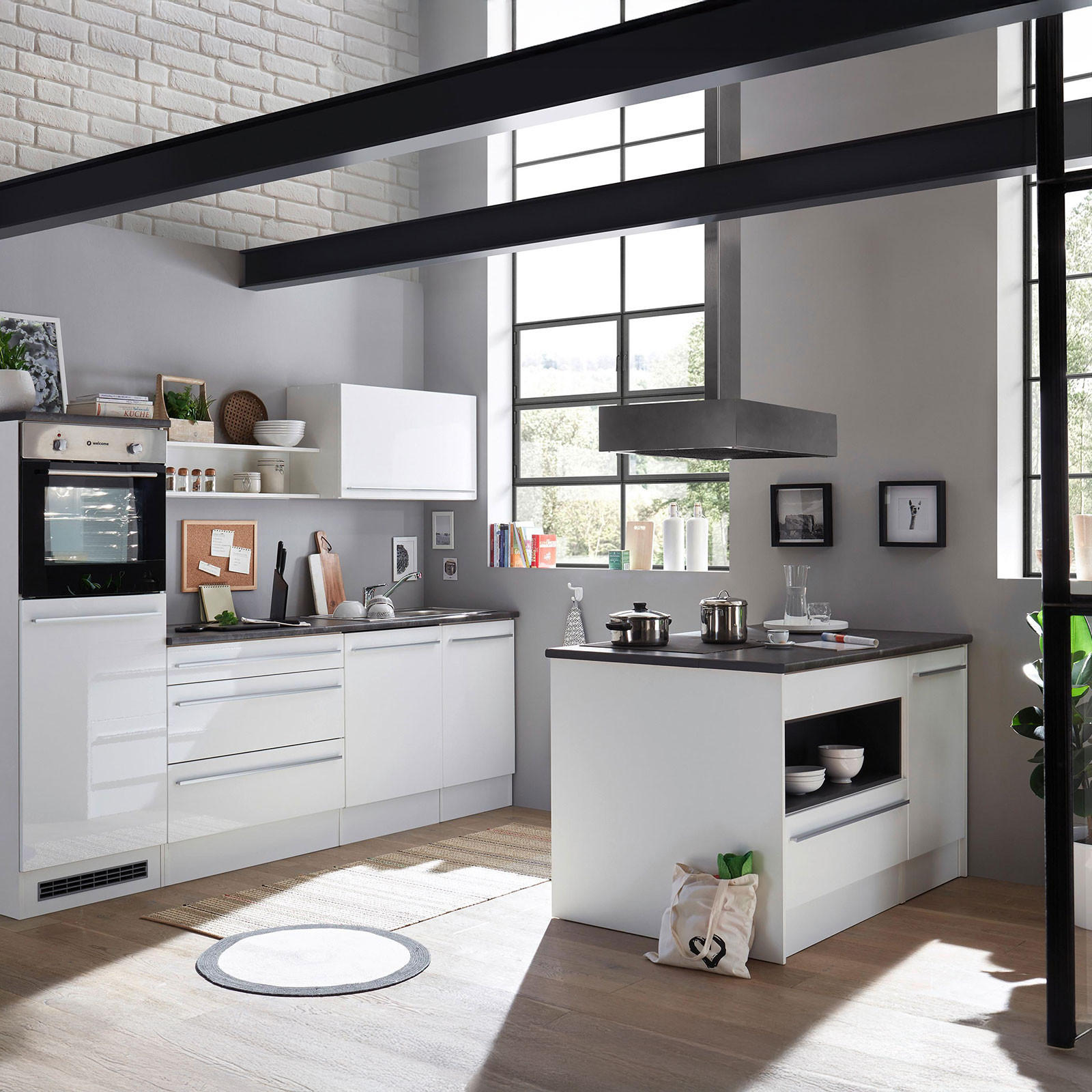 Kücheninsel Jazz Weiß/Anthrazit 145x90x90 cm