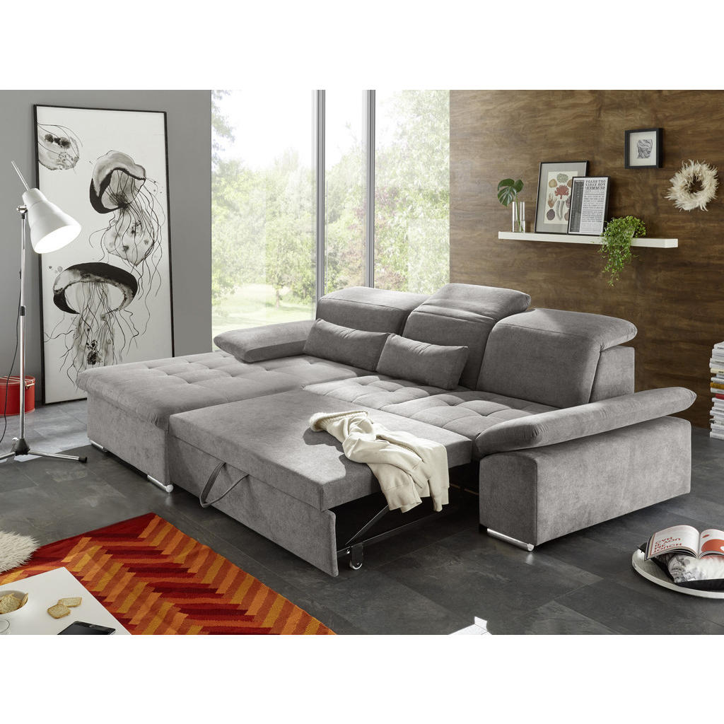 Thumbnail - Mid.you Ecksofa, Schlamm, Textil, Uni, Füllung: Polyester, Ottomane links, L-Form, 276x188 cm, seitenverkehrt erhältlich...