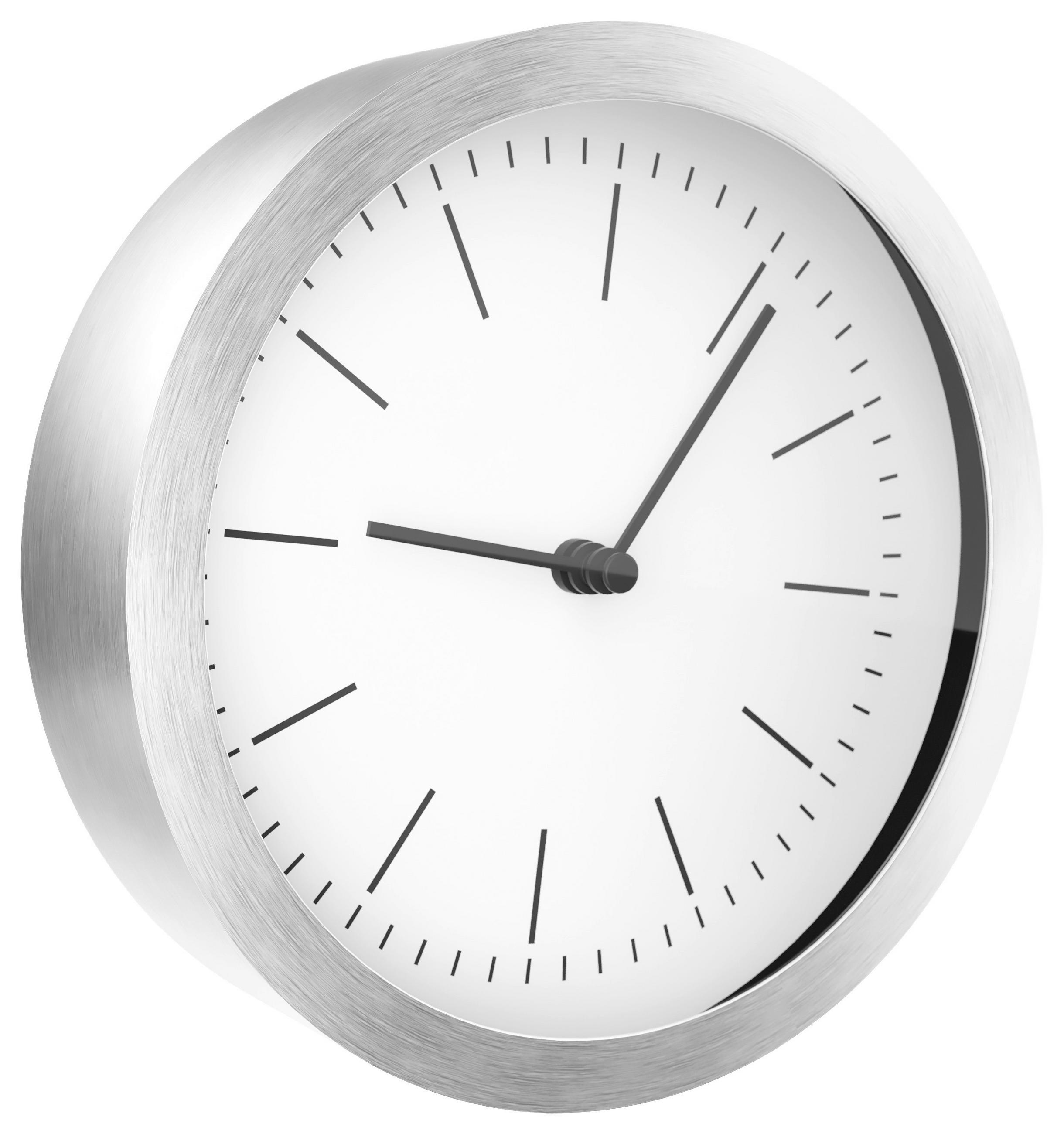 WANDUHR  Silberfarben, Weiß 15 cm  - Silberfarben/Weiß, Basics, Metall (15cm)