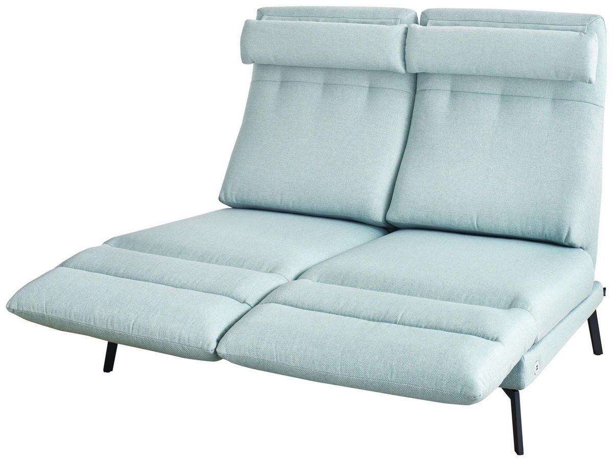 2-SITZER-SOFA Flachgewebe Blau  - Blau/Schwarz, Design, Textil/Metall (178-226/83-113/96-177cm) - Dieter Knoll