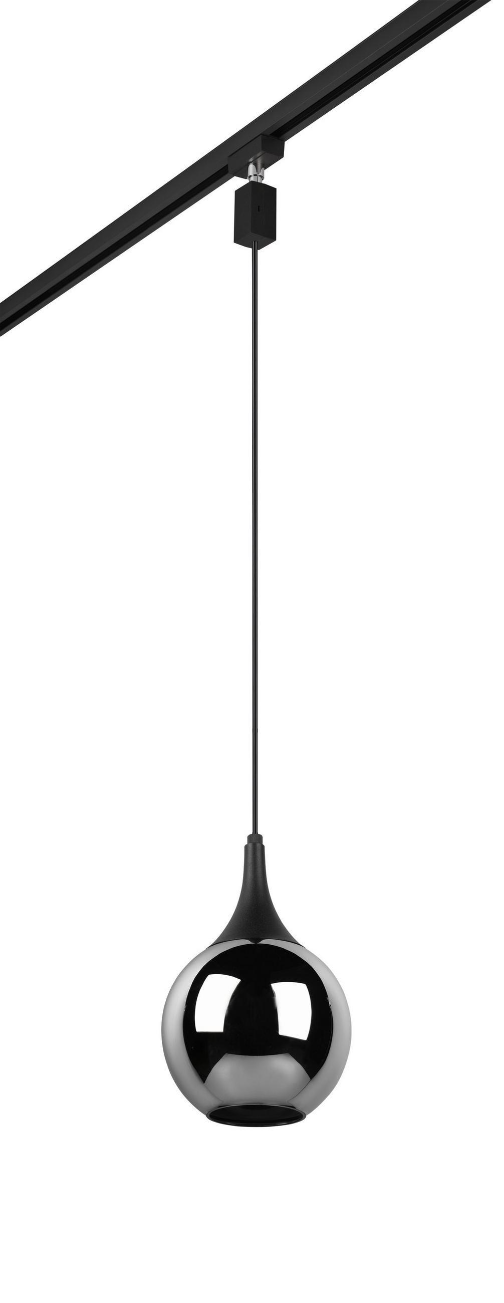 Trio Leuchten Schienensystem-Hängeleuchte Duoline Lumina Schwarz, Chrom 180 cm