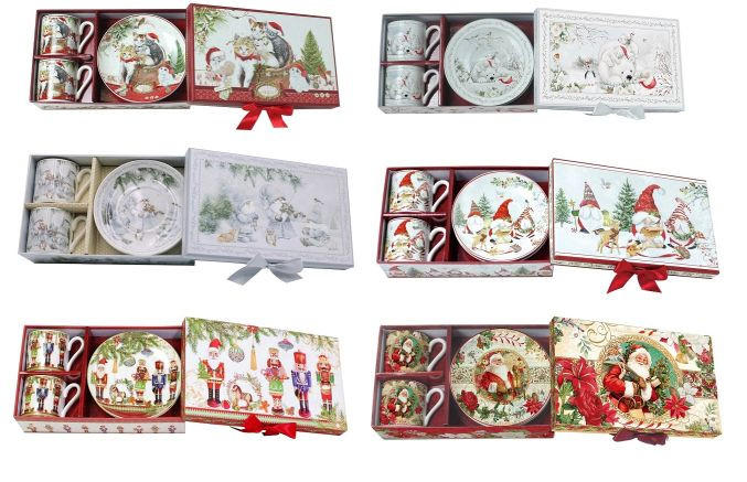 ESPRESO SKODELICA S KROŽNIKOM         - večbarvno, Trendi, keramika (100ml) - X-Mas