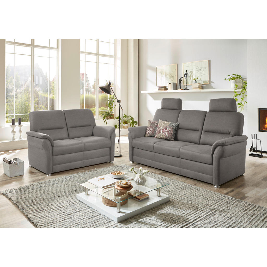 Thumbnail - Beldomo Comfort Sitzgarnitur, Hellgrau, Textil, 2-teilig, 192x96x89 cm, Goldenes M, Typenauswahl, Bettkasten erhältlich,...