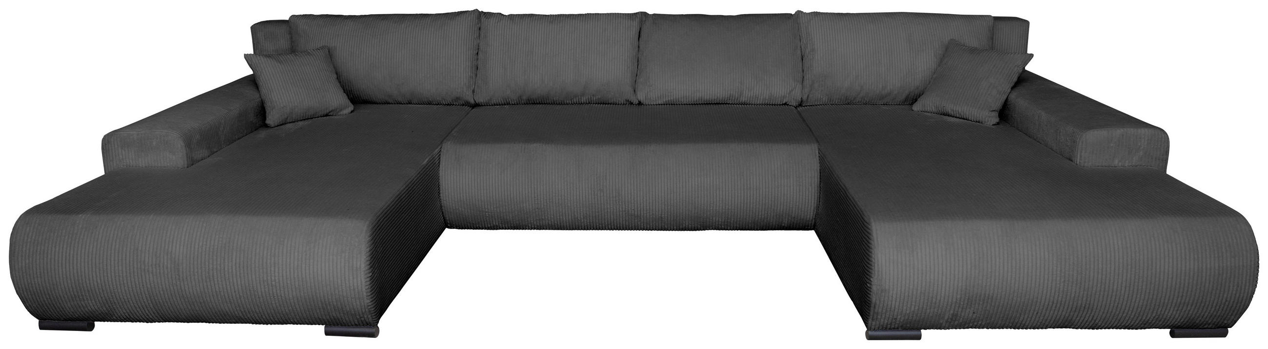 WOHNLANDSCHAFT Anthrazit Cord  - Anthrazit/Schwarz, KONVENTIONELL, Textil/Metall (191/351/191cm) - Carryhome