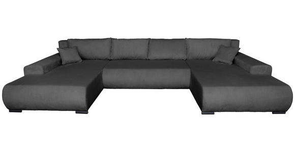 WOHNLANDSCHAFT  in Cord Anthrazit  - Anthrazit/Schwarz, KONVENTIONELL, Textil/Metall (191/351/191cm) - Carryhome