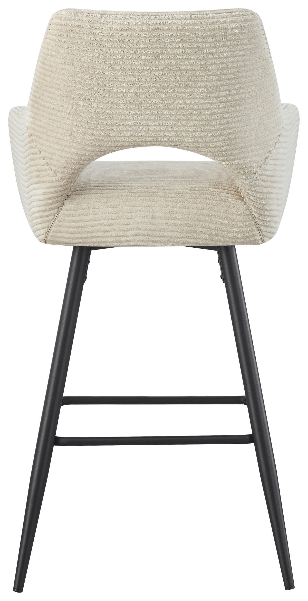 BARHOCKER Cord Schwarz, Beige Eisen Stoffauswahl, inklusive Armlehnen  - Beige/Schwarz, Design, Textil/Metall (56/110/58cm) - Hom`in