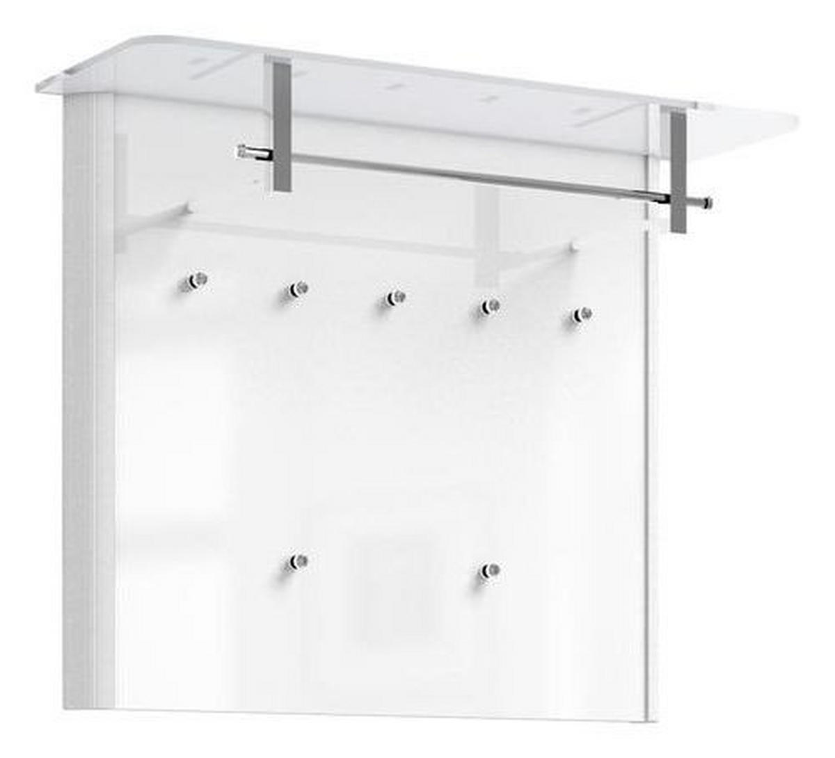 GARDEROBENPANEEL  in 96/78/33 cm  - Weiss/Alufarben, Design, Glas/Holzwerkstoff (96/78/33cm) - Moderano