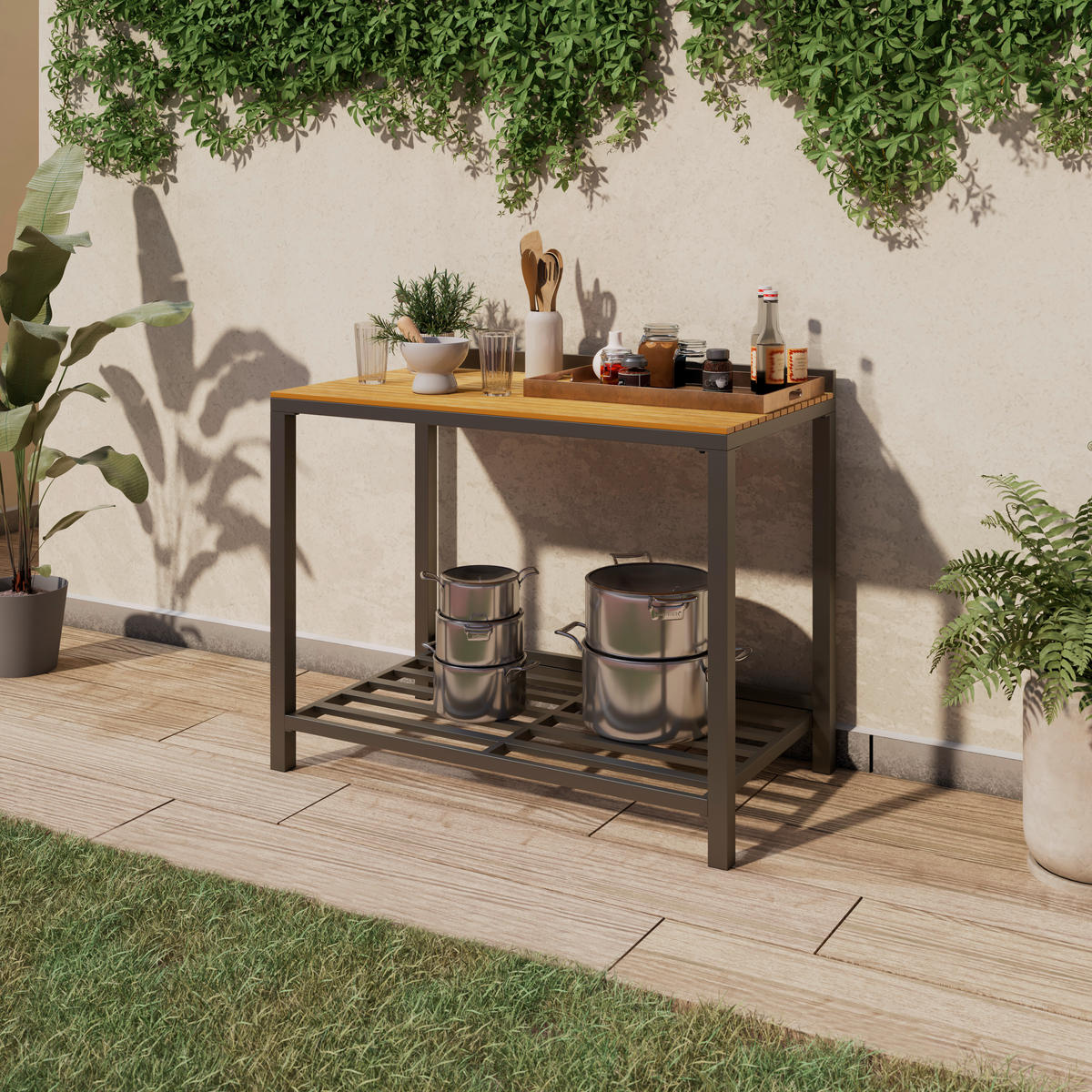 OUTDOORKÜCHE  - Anthrazit/Naturfarben, MODERN, Kunststoff/Metall (110/90/61cm) - Ambia Garden