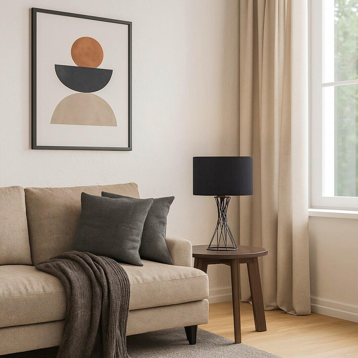 NAMIZNA SVETILKA  NIVRA  30/50 cm           - črna, Basics, kovina/tekstil (30/50cm)