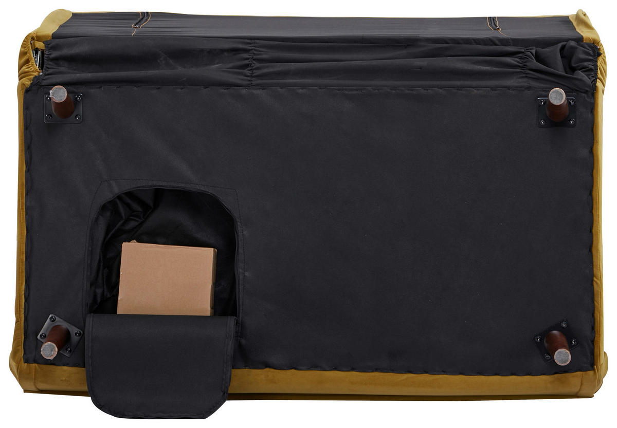 CANAPEA EXTENSIBILĂ textil galben  - galben/culoare lemn mesteacăn, Design, lemn/textil (122/81/88cm) - Livetastic