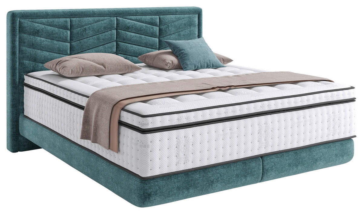 BOXSPRINGBETT 160/200 cm  in Blau  - Blau/Schwarz, KONVENTIONELL, Kunststoff/Textil (160/200cm) - Carryhome