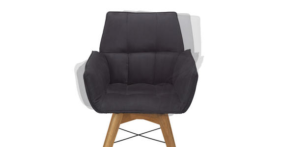 ARMLEHNSTUHL in Holz, Textil Schwarz, Eichefarben - Eichefarben/Schwarz, Design, Holz/Textil (61/87/63cm) - Waldwelt