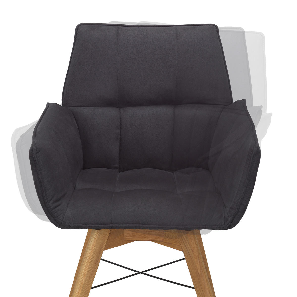 ARMLEHNSTUHL  in Flachgewebe  - Eichefarben/Schwarz, Design, Holz/Textil (61/87/63cm) - Waldwelt