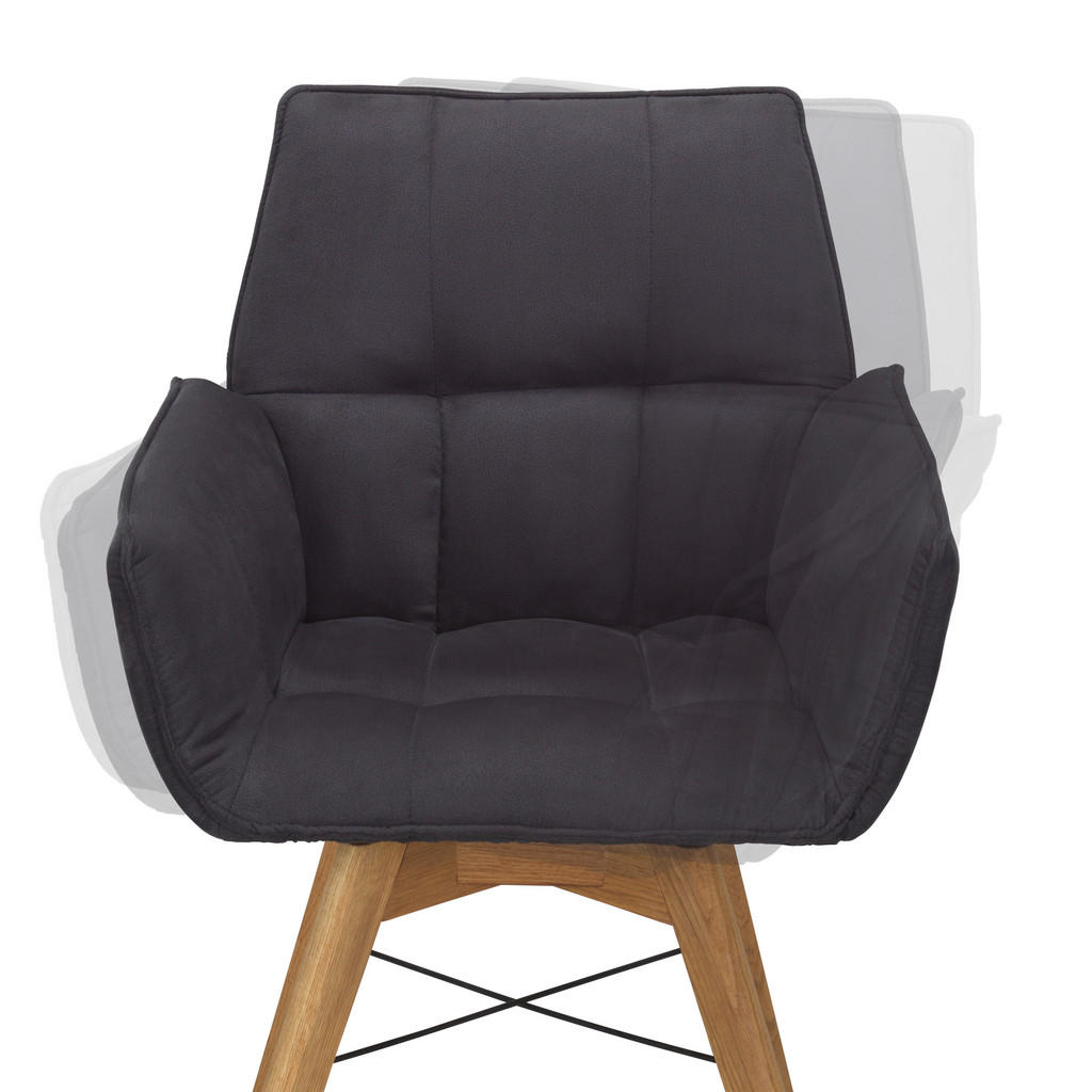 Thumbnail - Waldwelt Armlehnstuhl, Schwarz, Eiche, Holz, Textil, Wildeiche, massiv, Stativgestell, 61x87x63 cm, Beinauswahl, inklusi...