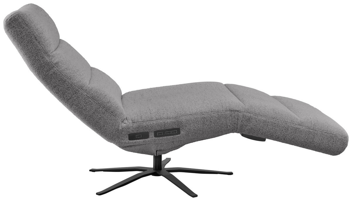 RELAXLIEGE inkl. Akku Flachgewebe Dunkelgrau  - Dunkelgrau/Schwarz, MODERN, Textil/Metall (82/53-115/156-206cm) - Pure Home Comfort