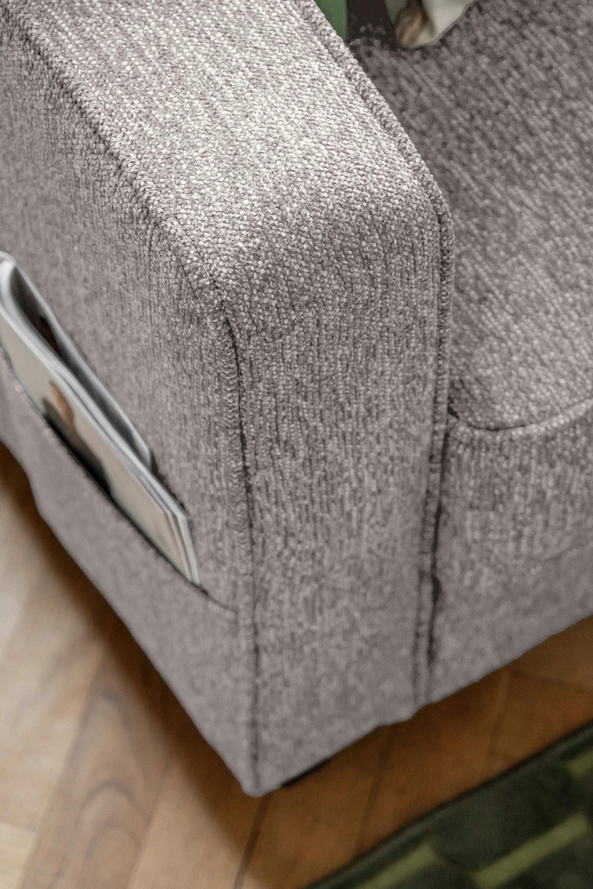 ROHOVÁ SEDAČKA, textil, šedobílá - černá/šedobílá, dřevo/textil (233/198cm)