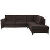 ECKSOFA Echtleder Mokka  - Schwarz/Mokka, Konventionell, Leder/Metall (290/249cm) - Beldomo Premium