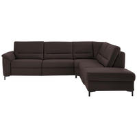 ECKSOFA Echtleder Mokka  - Schwarz/Mokka, Konventionell, Leder/Metall (290/249cm) - Beldomo Premium