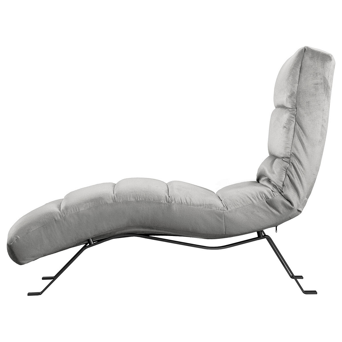 RELAXLIEGE Samt Grau  - Schwarz/Grau, Design, Textil/Metall (65/65-95/171cm) - Livetastic