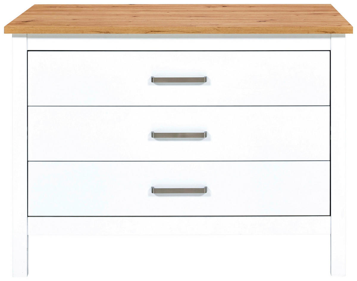 KÜCHENINSEL   in Weiß, Eiche Artisan  - Silberfarben/Weiß, MODERN, Holzwerkstoff/Metall (100/92/60cm) - home24