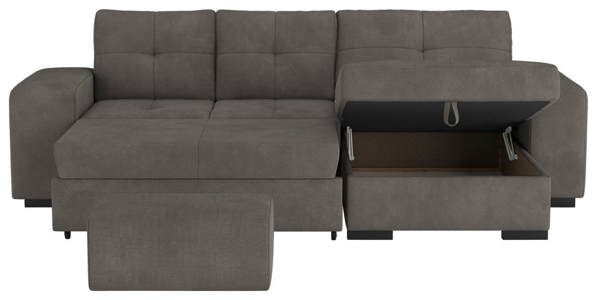 ECKSCHLAFSOFA in Mikrofaser Dunkelgrau  - Dunkelgrau/Schwarz, Modern, Kunststoff/Textil (268/156cm) - MID.YOU