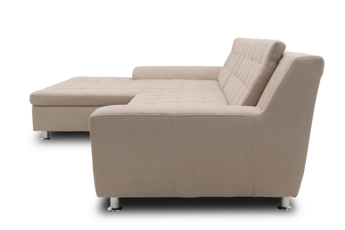 ECKSOFA MORTON Taupe Mikrofaser  - Taupe/Chromfarben, MODERN, Textil/Metall (304/200/84cm) - MID.YOU