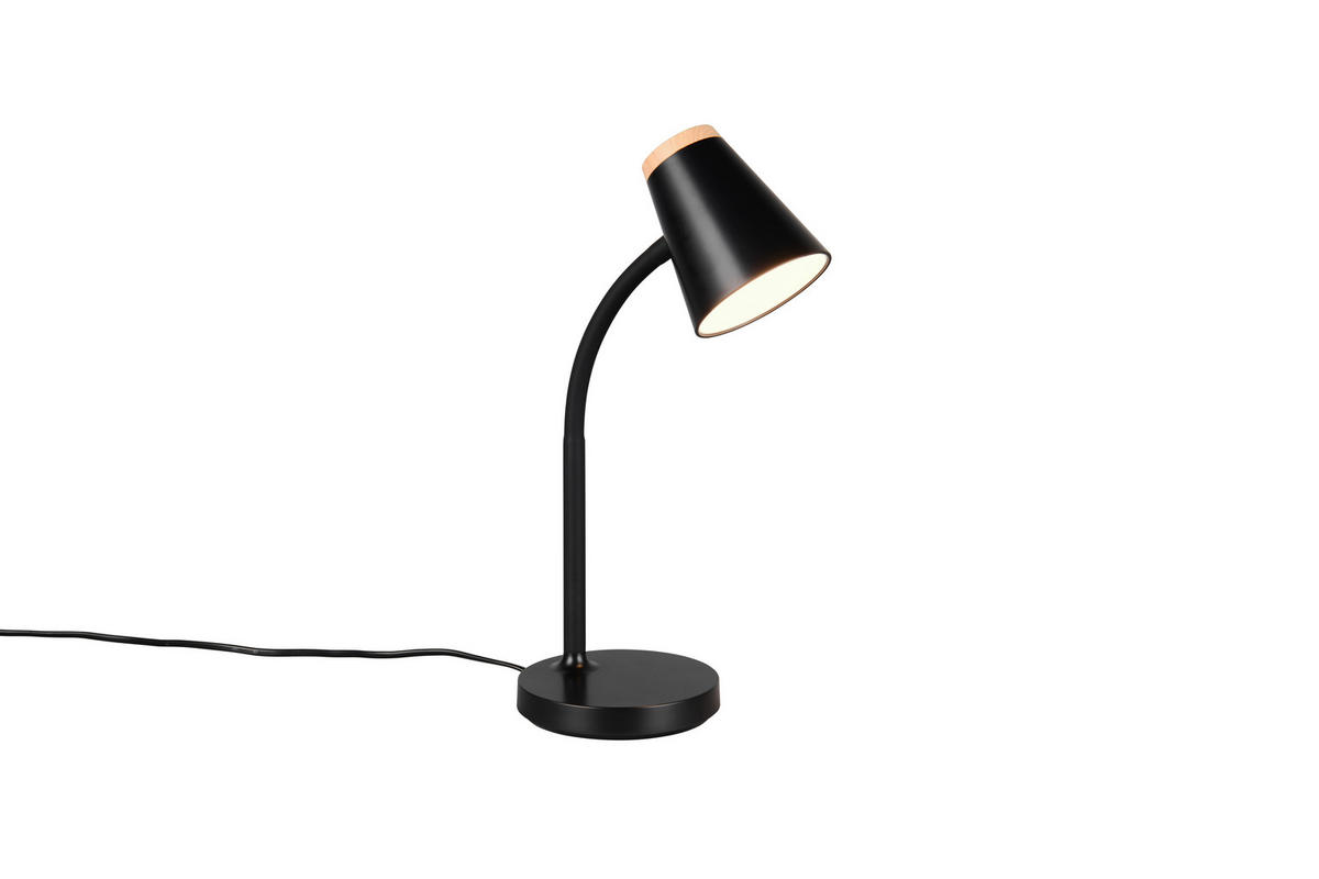 STOLNÍ LED LAMPA,  - černá/hnědá, Basics, kov/plast (36/13/23cm)