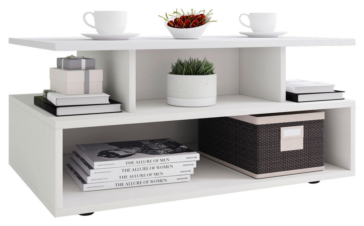 COUCHTISCH in Holzwerkstoff 80/50/40 cm  - Weiss/Schwarz, Modern, Holzwerkstoff/Kunststoff (80/50/40cm) - MID.YOU