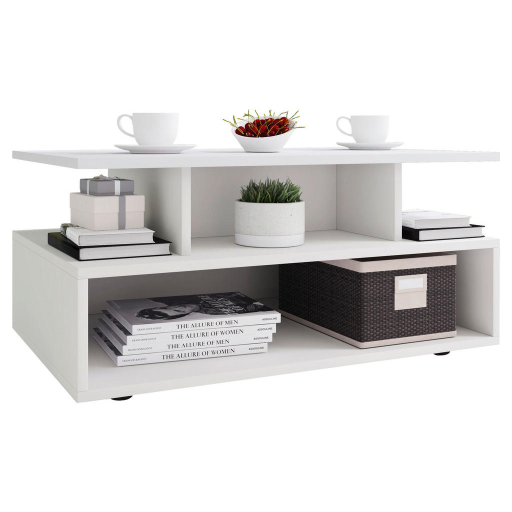 Thumbnail - Mid.you Couchtisch, Weiß, Holzwerkstoff, rechteckig, 50x40x80 cm, Stauraum, offenes Fach, Wohnzimmer, Wohnzimmertische, ...