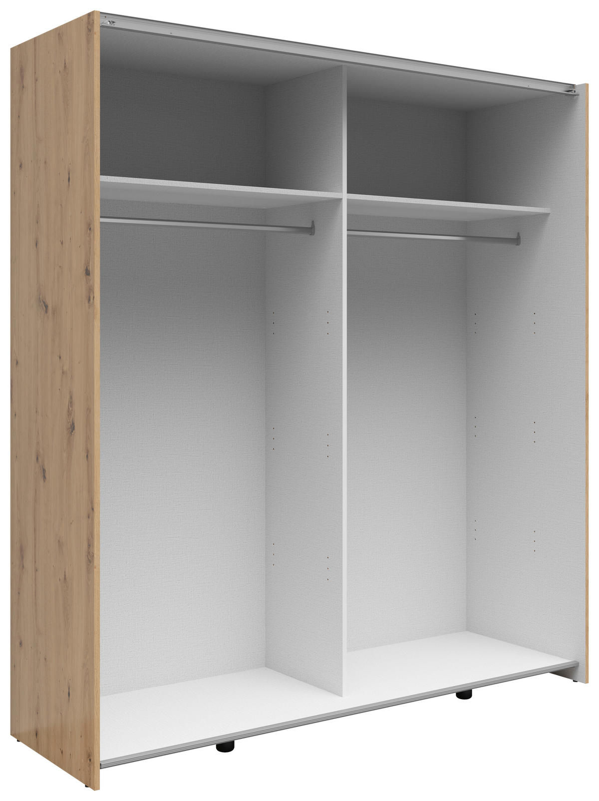 SCHWEBETÜRENSCHRANK 170/191/59 cm 2-türig Eiche Artisan  - Silberfarben/Eiche Artisan, Basics, Holzwerkstoff/Kunststoff (170/191/59cm) - Boxxx