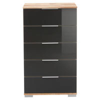KOMODA, siva, barve hrasta  - barve kroma/siva, Design, kovina/umetna masa (49/102/41cm) - Carryhome