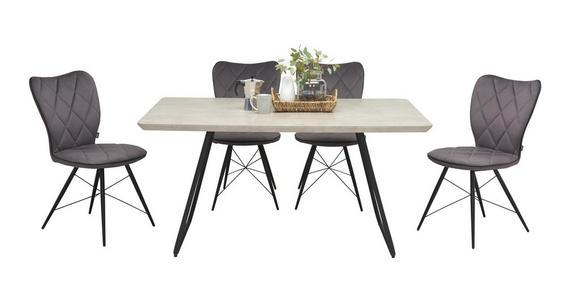 STUHL in Metall, Textil Grau, Schwarz - Schwarz/Grau, Design, Textil/Metall (49/90/61cm) - Hom`in