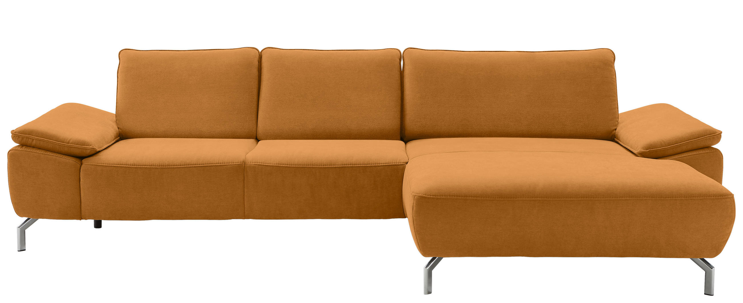 ECKSOFA MR 270 Currygelb Chenille  - Chromfarben/Currygelb, Design, Textil/Metall (335/181cm) - Musterring