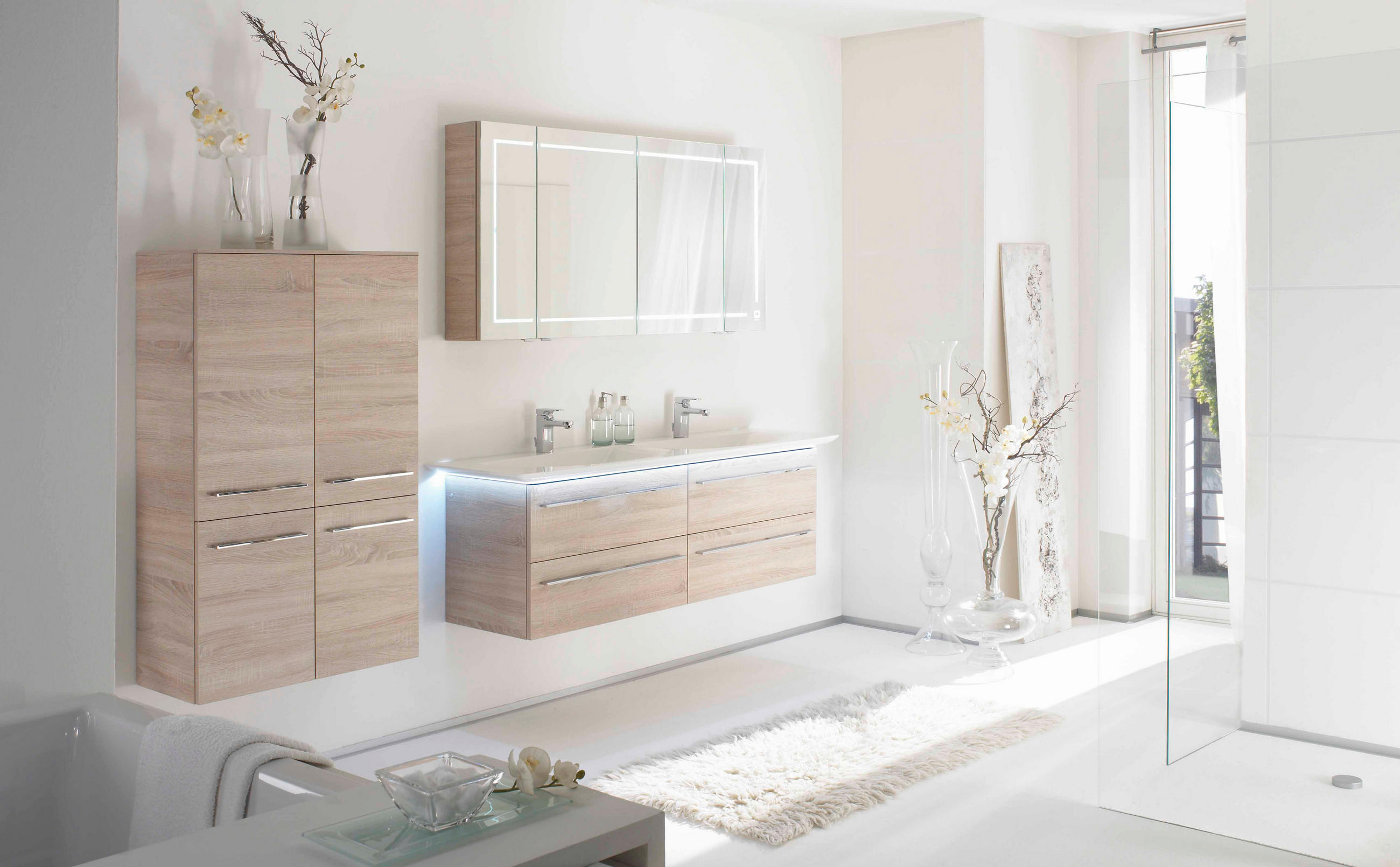BADEZIMMER  in  - Eichefarben/Weiß, Design, Glas/Keramik - Leonardo Living