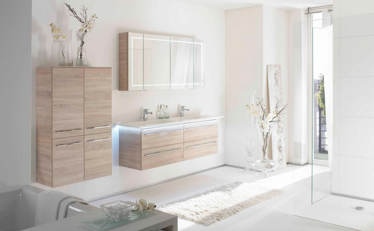 BADEZIMMER  in  - Eichefarben/Weiß, Design, Glas/Keramik - Leonardo Living