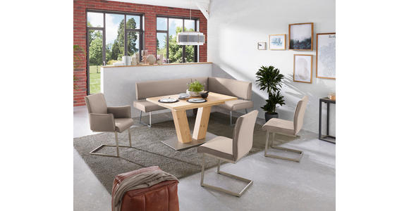 ARMLEHNSTUHL  in Stahl Mikrofaser  - Edelstahlfarben/Greige, Design, Holzwerkstoff/Textil (63/91/60cm) - Dieter Knoll