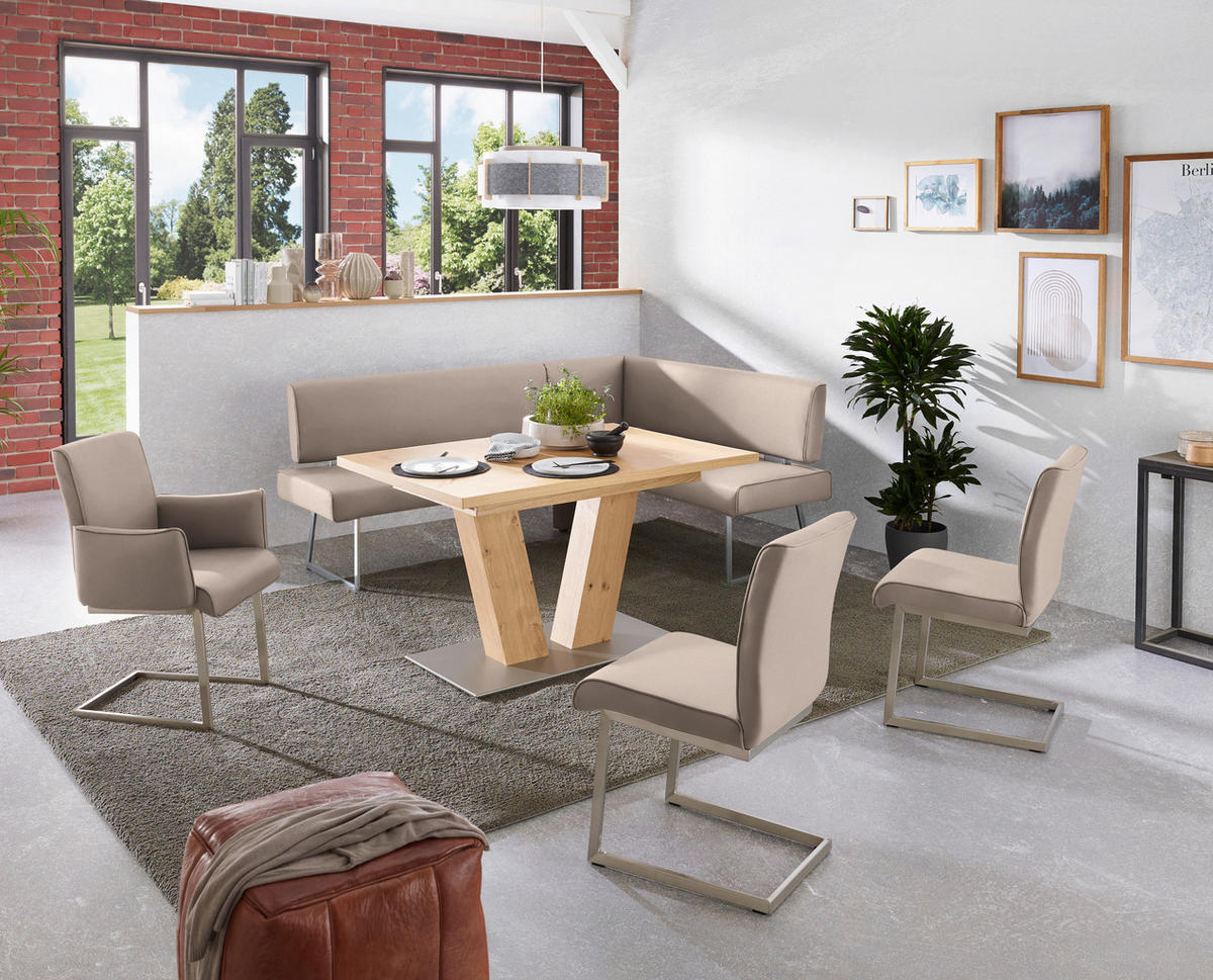 SCHWINGSTUHL  in Stahl Mikrofaser  - Edelstahlfarben/Greige, Design, Holzwerkstoff/Textil (48/91/60cm) - Dieter Knoll