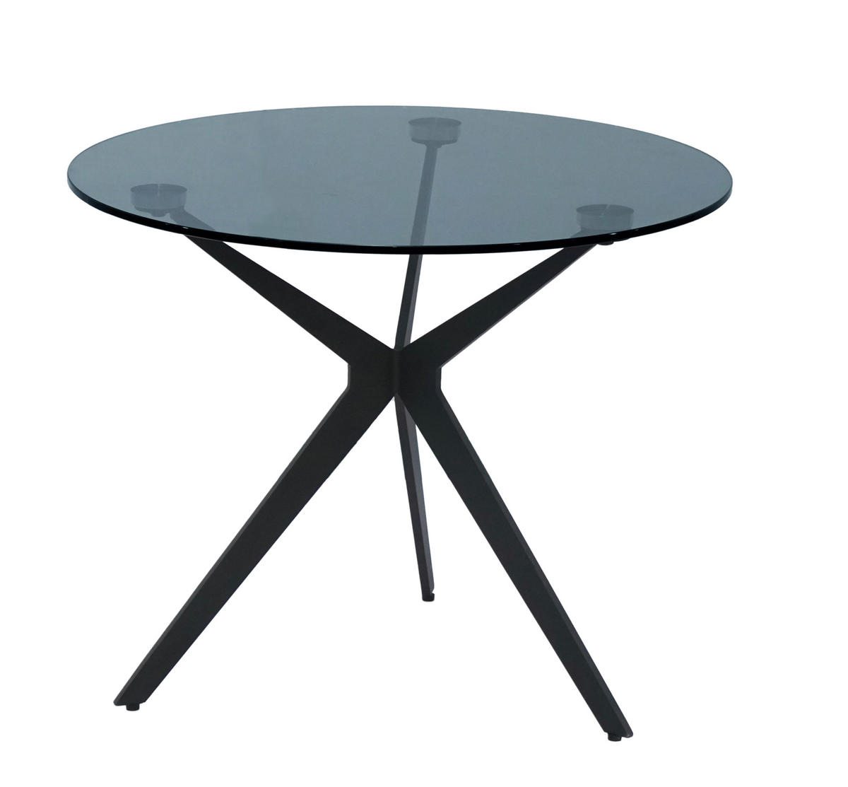 BEISTELLTISCH 60/60/48 cm Grau, Schwarz rund  - Schwarz/Grau, Design, Glas/Metall (60/60/48cm) - Dieter Knoll