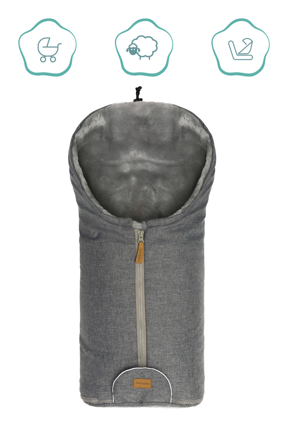 BABYSCHALEN-FUßSACK  - Grau, Basics, Kunststoff/Fell (45/80cm) - Jimmylee
